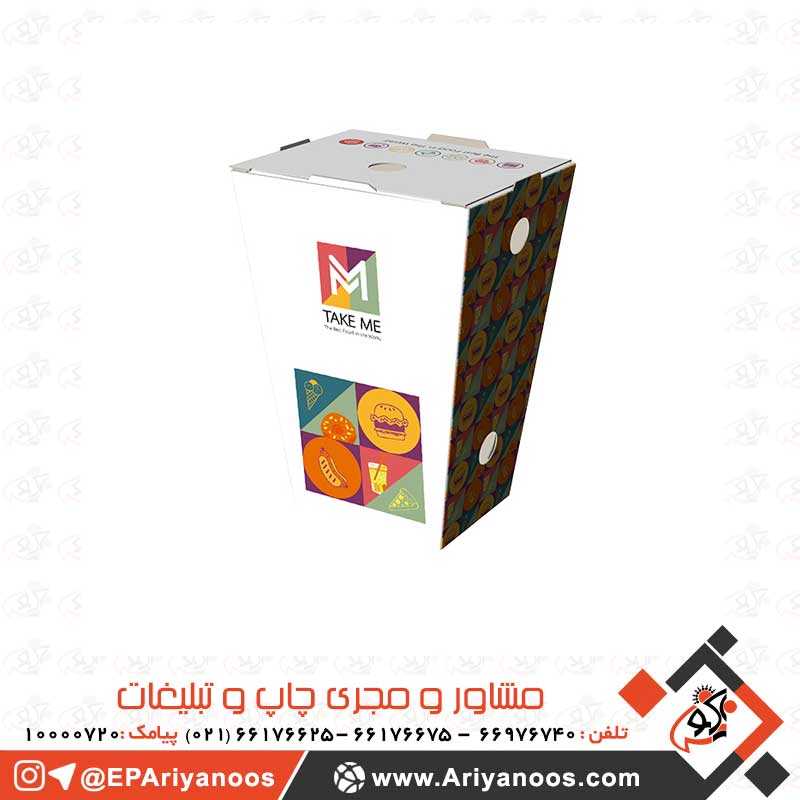 جعبه مقوایی تبلیغاتی بسته بندی قارچ سوخاری